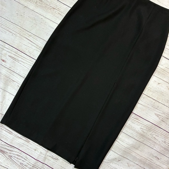 Joseph Ribkoff 4 Black Midi Pencil Skirt Adjustable Front‎ Zip Slit High Waist - Picture 1 of 11
